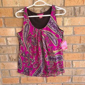Sunny Leigh Women’s Sleeveless Top Blouse floral solid Size S